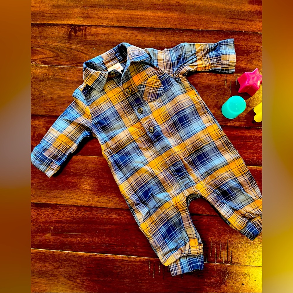 Cat & Jack Blue and Orange Plaid One Piece